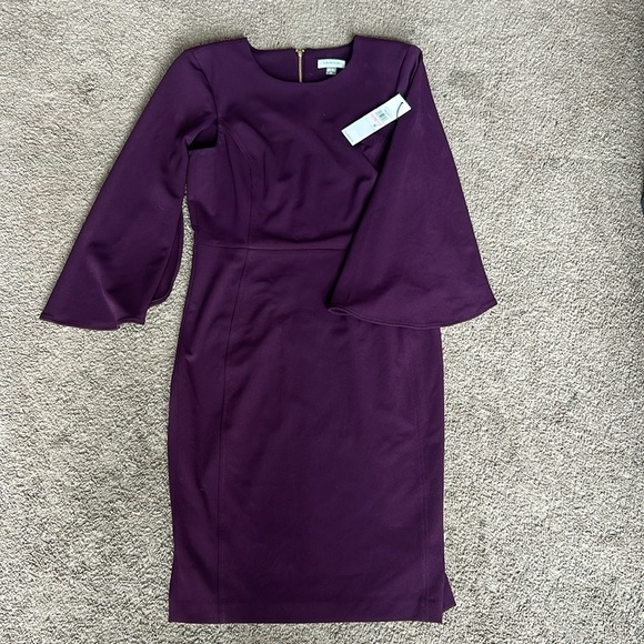 Calvin Klein plum career dress with flutter sleeves - Picture 1 of 6